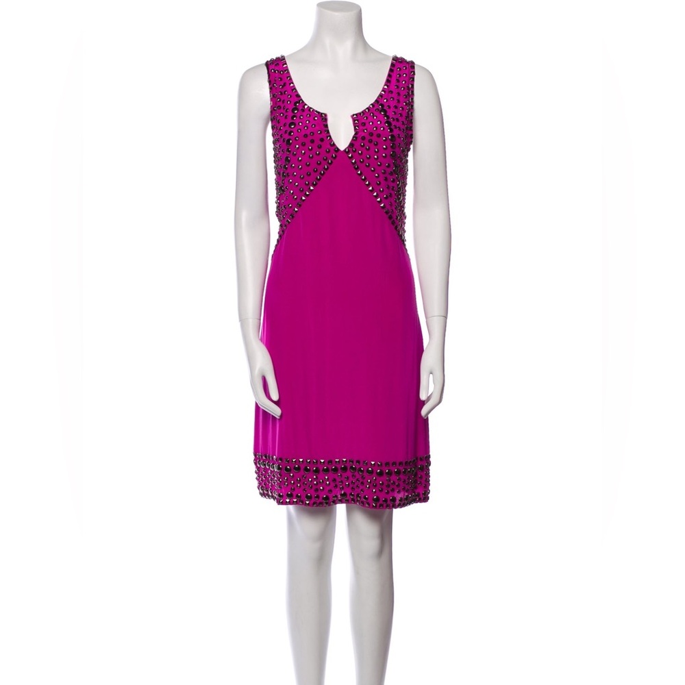 Vintage Sheri Bodell Pink Silk Studded Dress XS